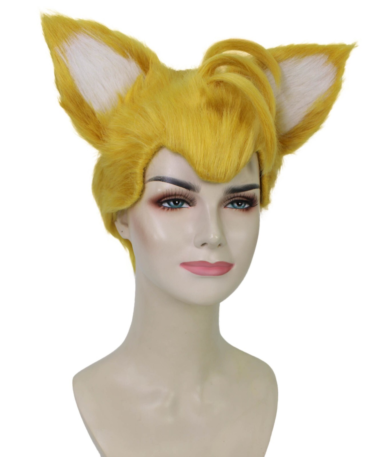Adult Unisex Video Game Movie Yellow and White Furry Fox Cosplay Wig HW-7053