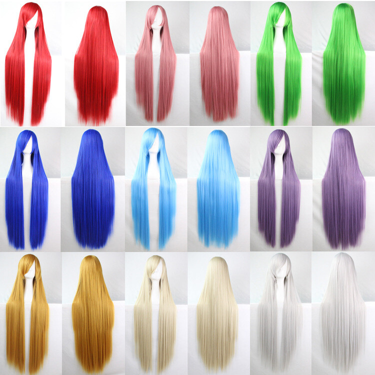 Wome Full Wig 100cm/39″ Straight Long Cosplay Full Wig Multi Colors Party Club