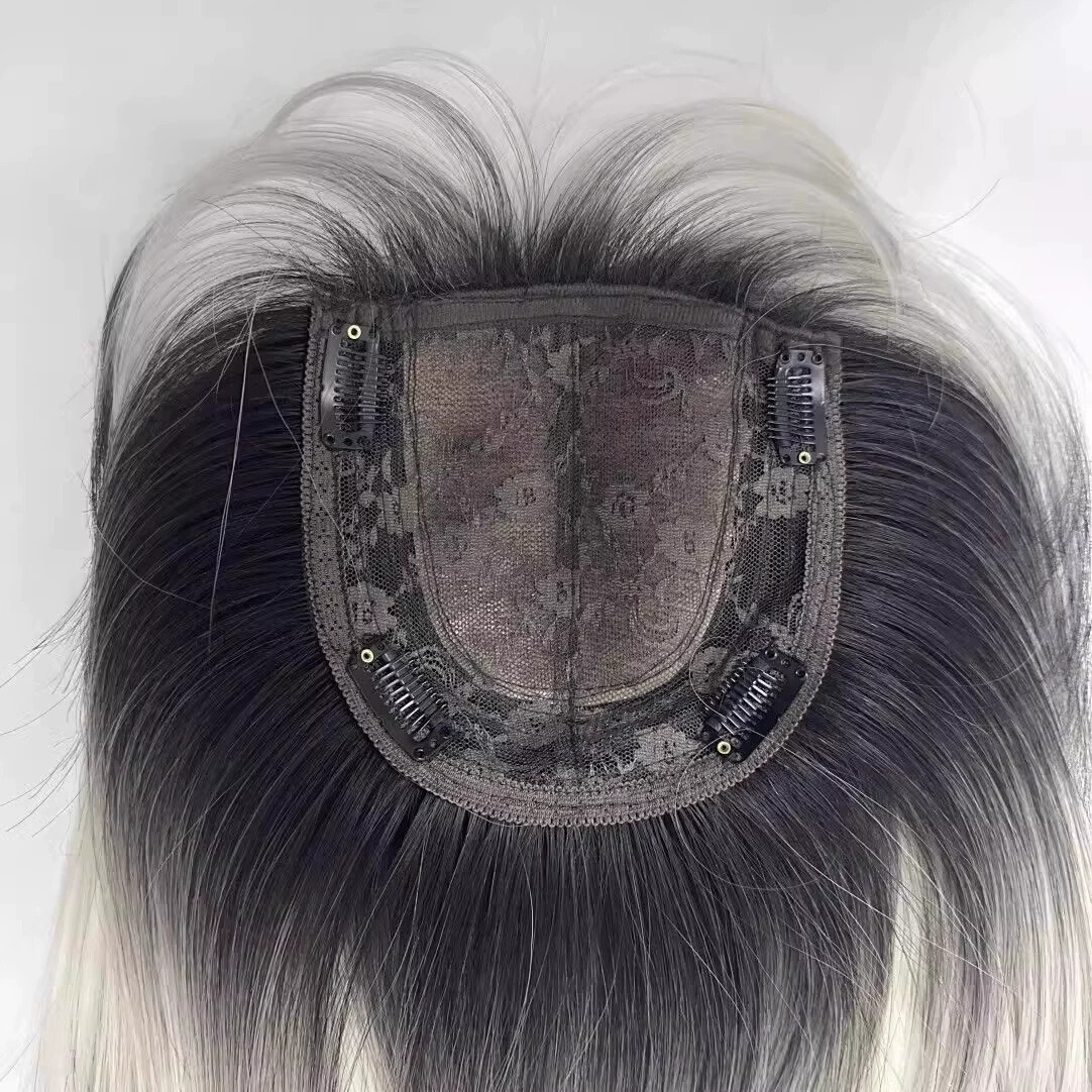 Hair Topper Clip in Topper Hairpiece Toupee for Women Fashion Black White topper