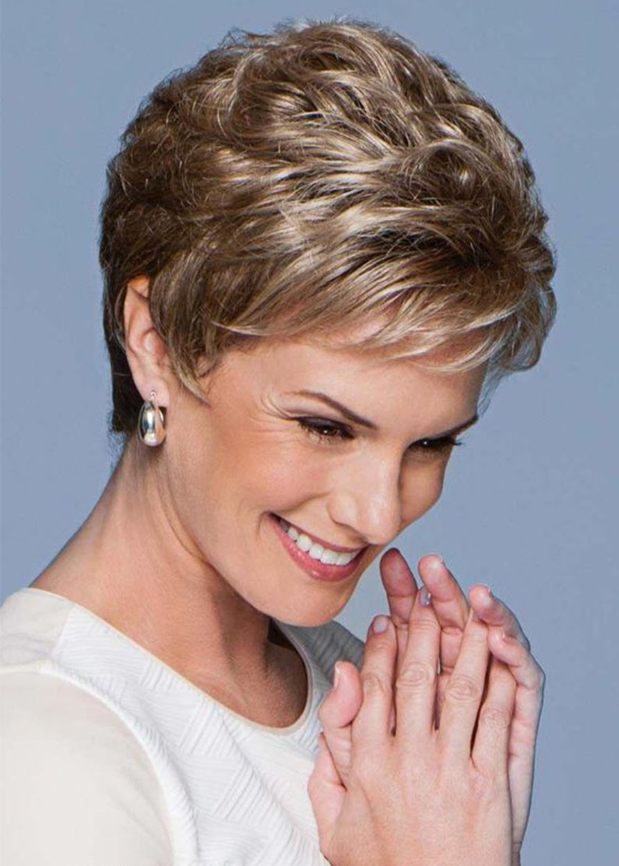 Short Pixie Boy Cut Hairstyle Women’s Natural Straight Human Hair Capless Wigs