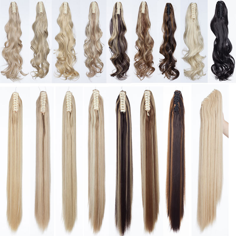 12” Short Wavy Claw Jaw Clip In On Hairpiece Ponytail Hair Extension Blonde fya