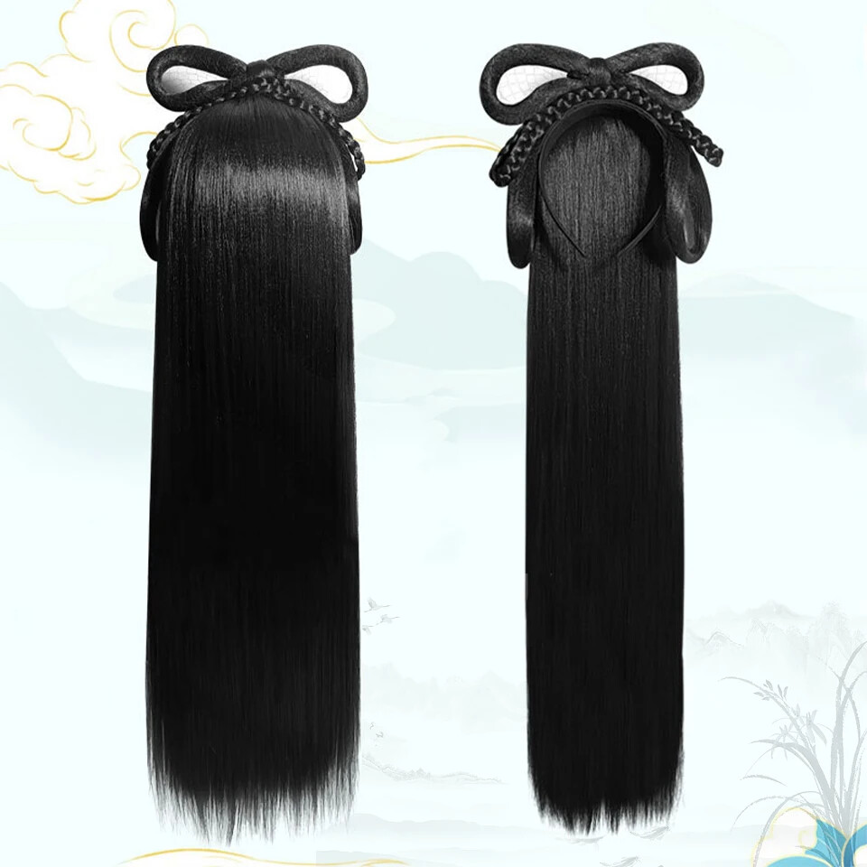 SEEANO Hanfu Wig Headband Women Chinese Style Synthetic Hair Piece Antique