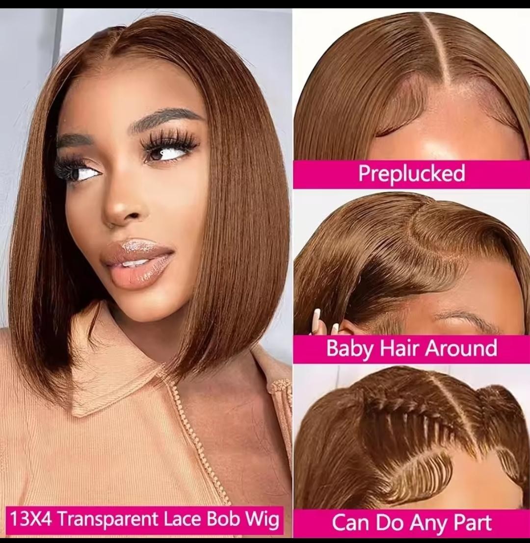 Lace Front Straight Synthetic Bob Wig Preplucked Multi Colors With Baby Hair