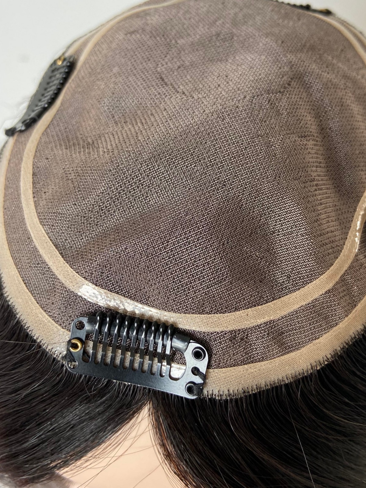 100% HUMAN HAIR CUTICLE INTACT MONO TOPPER 5.5×6.5″ OFF BLACK 14″ LONG FREE PART