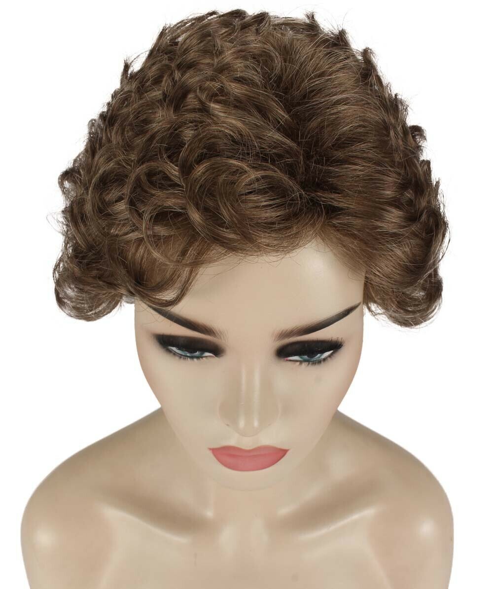 Monroe – Curly Kanekalon Synthetic Fiber Full Wig, 4 – 4.5 in, Ash Light Brown