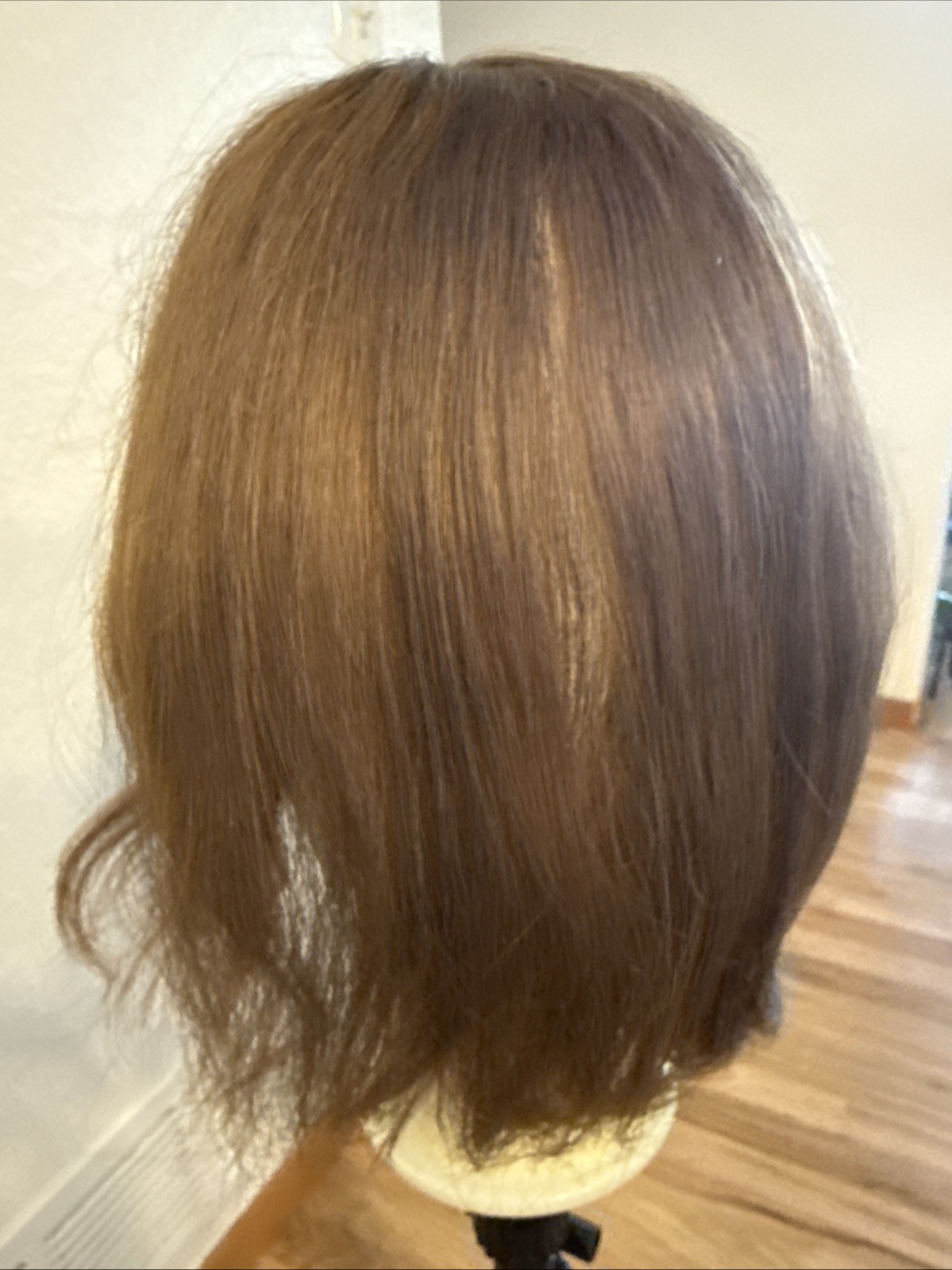 662 Human Hair Medium Brown Topper 14 Inches Long Three Clips Excellent Quality