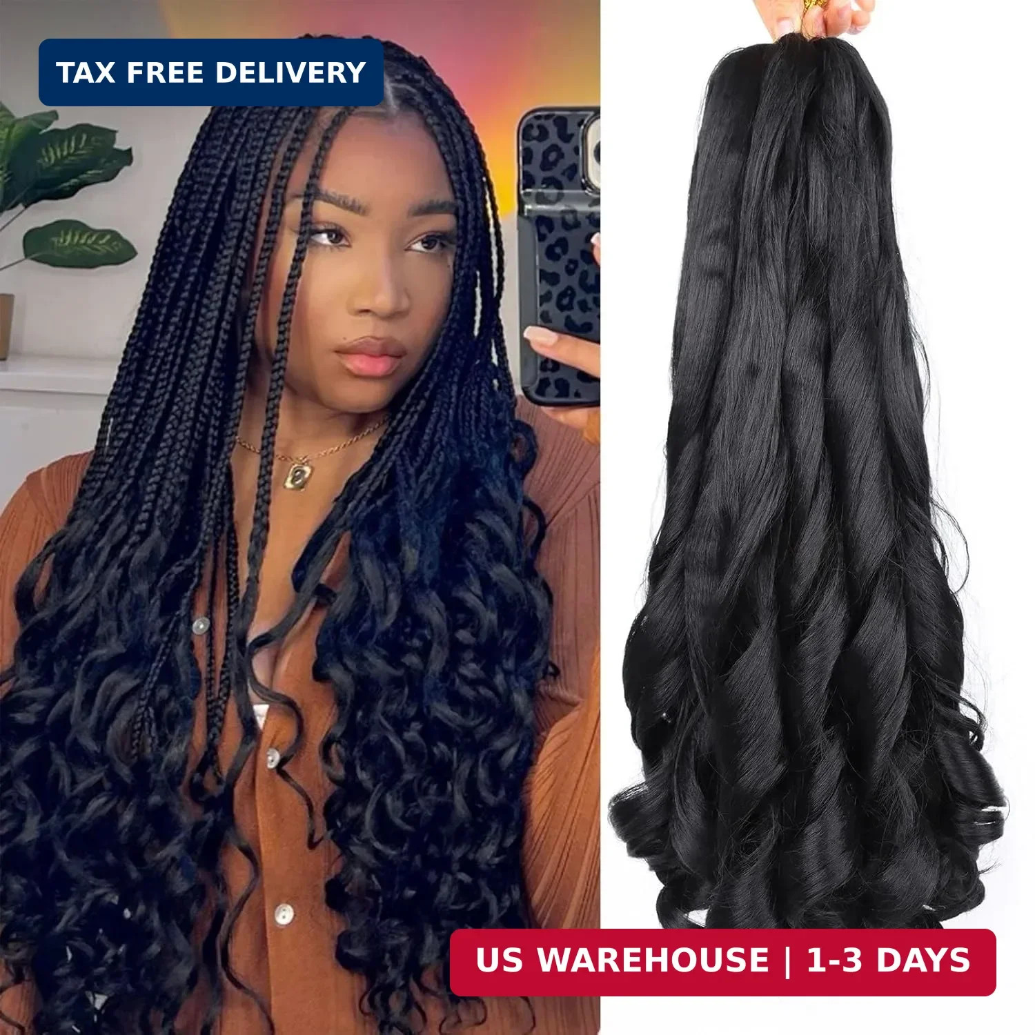 French Curly Braiding Hair 18 Inch 8 Packs Curly Braiding Hair Pre Stretched for