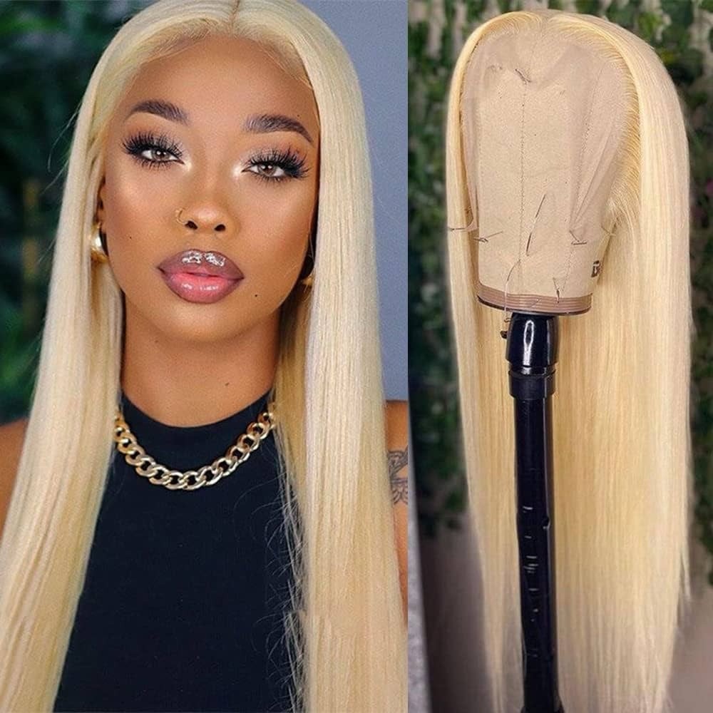 13×4 lace front Wig Human Hair 18 Inches Blonde Can Be Dyed, Permed, And Curled