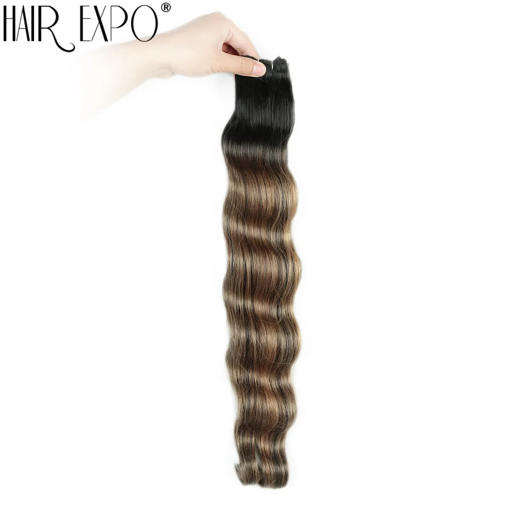Piano Blonde Ombre 24Inch Thick Synthetic Bio Body Wave Hair Extensions Bundles