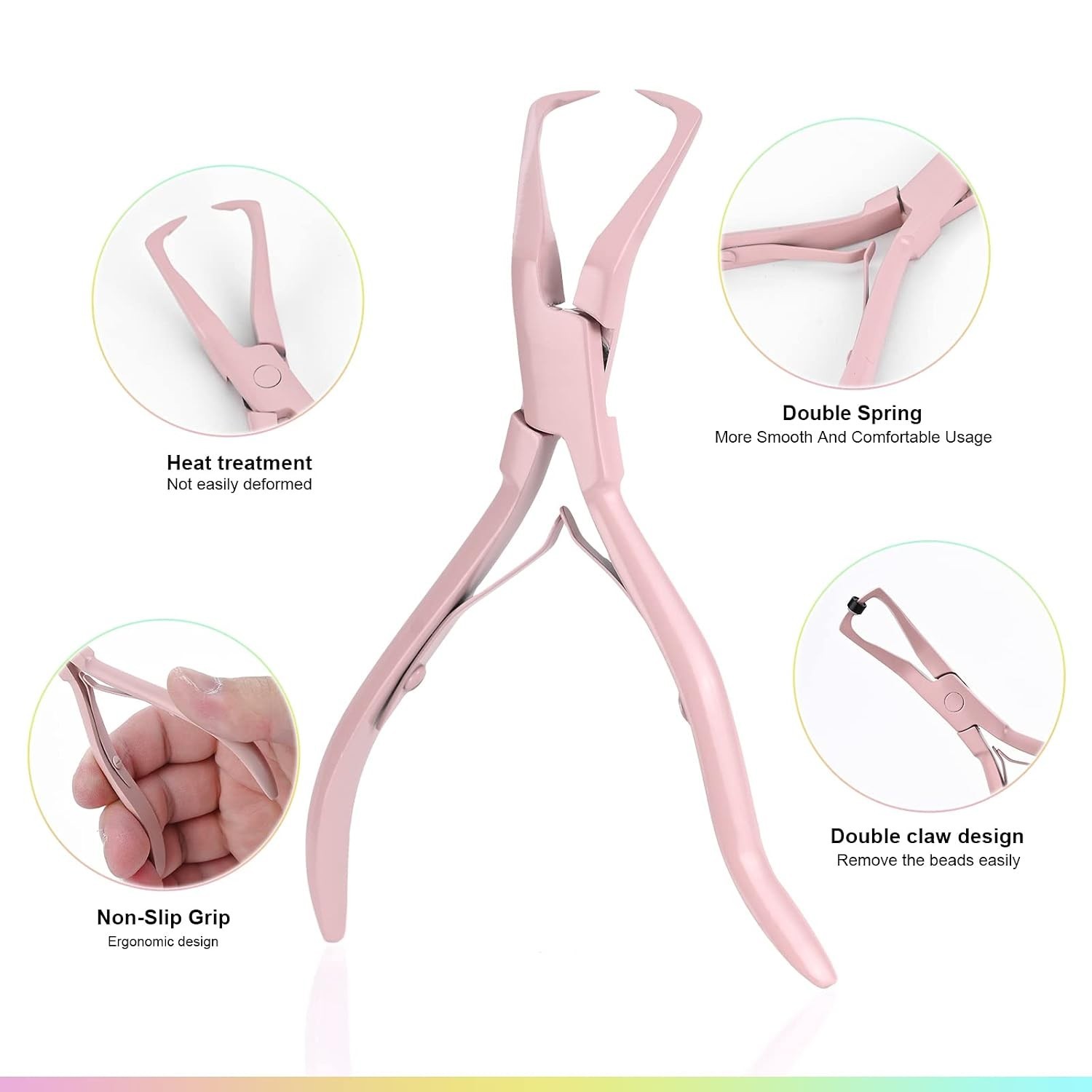 Elegant Pink Hair Extension Tool Set – Durable Beading Pliers & Hook Included