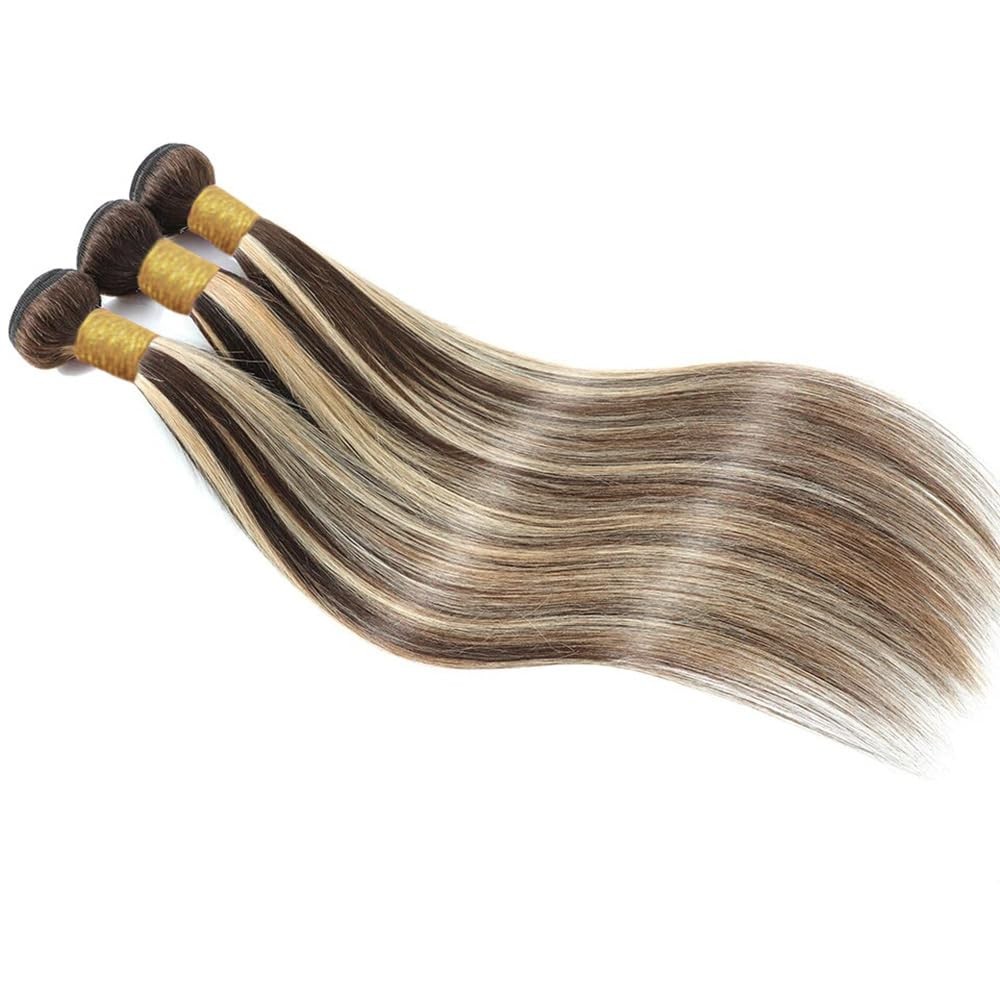Dokksiiia Piano P4/613 Ombre Human Hair Bundles Dark Brown Blonde 8/10/12