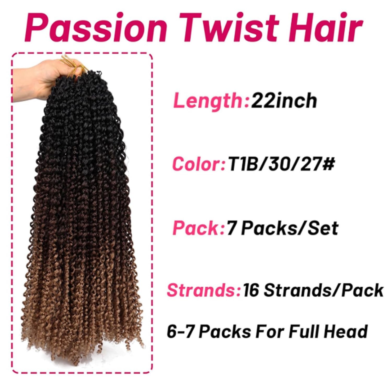 Dorsanee Ombre Passion Twist Hair 22 Inch 7 Packs Water Wave Crochet Hair Long