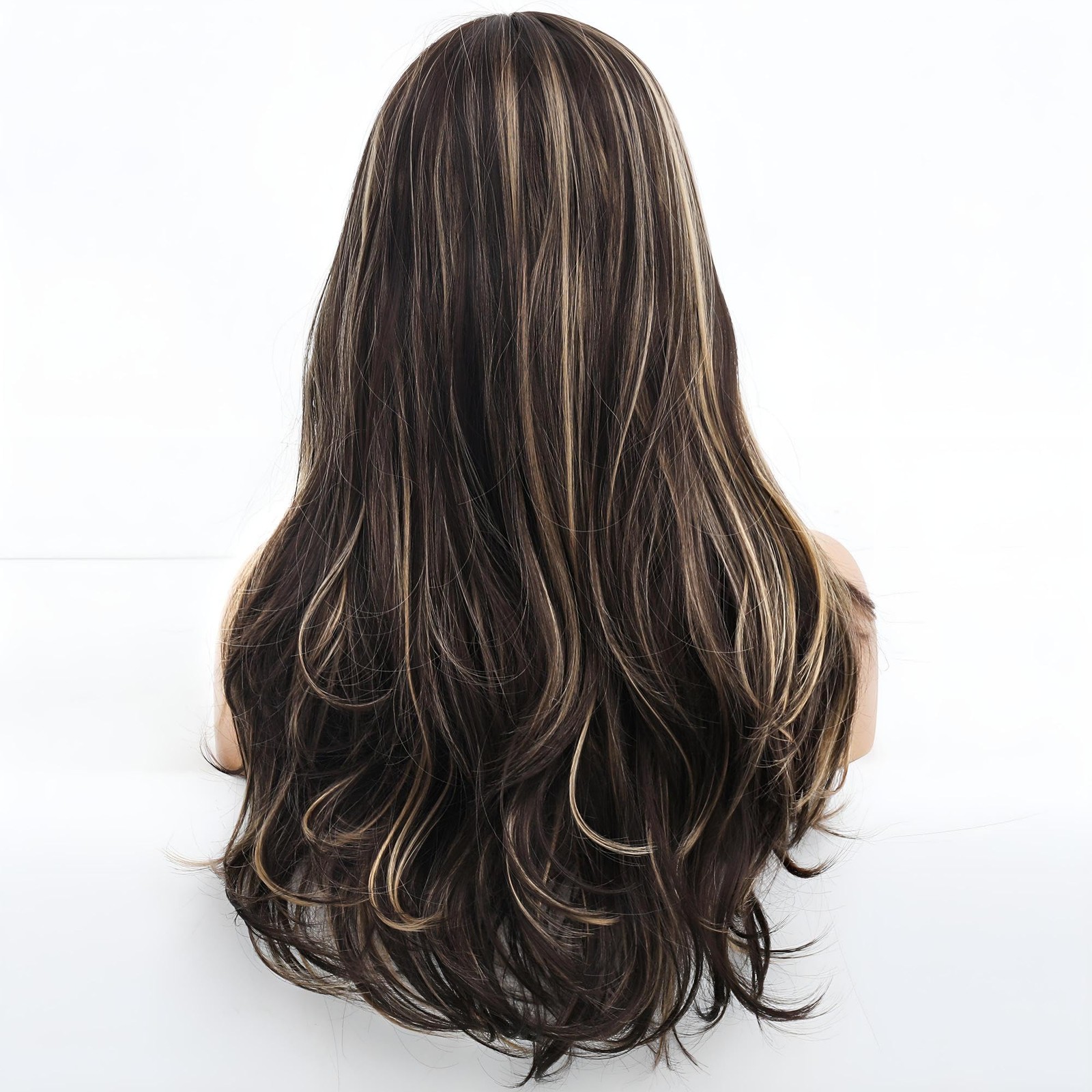 Long Wavy Blonde and Brown Wig for White Black Women, Synthetic Beach Loose B…