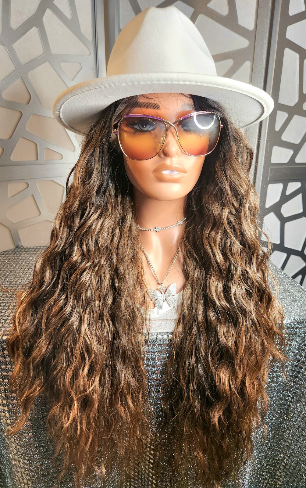 Curly Wet N Wavy Wig Auburn Brown Mix 13×4 Lace Front Long Wig Loose Wave Heat