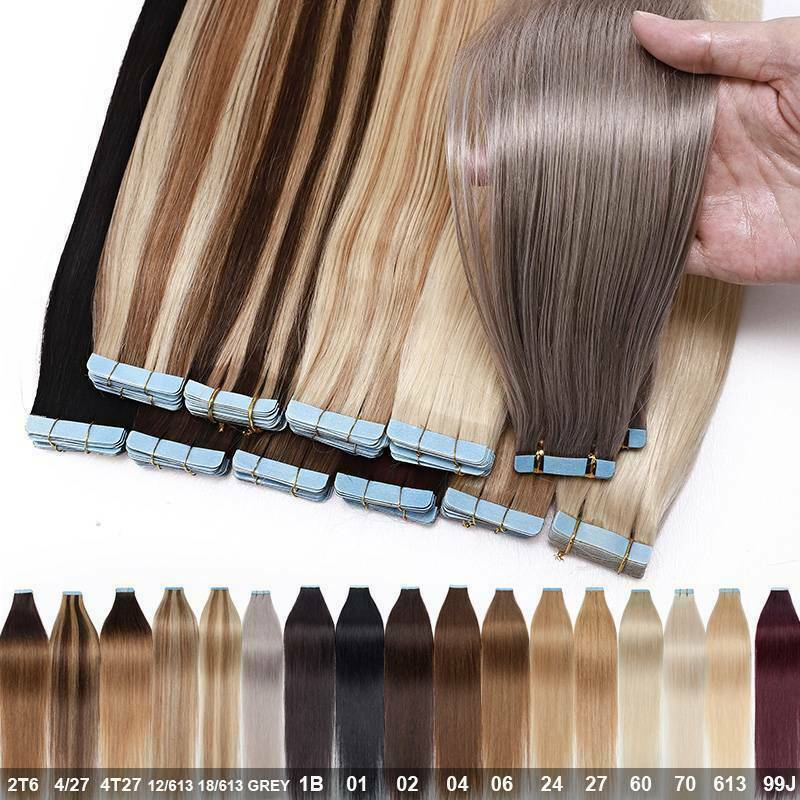 Tape in Hair Extensions Invisible Glue Skin Weft Real Remy Human Hair Colored US