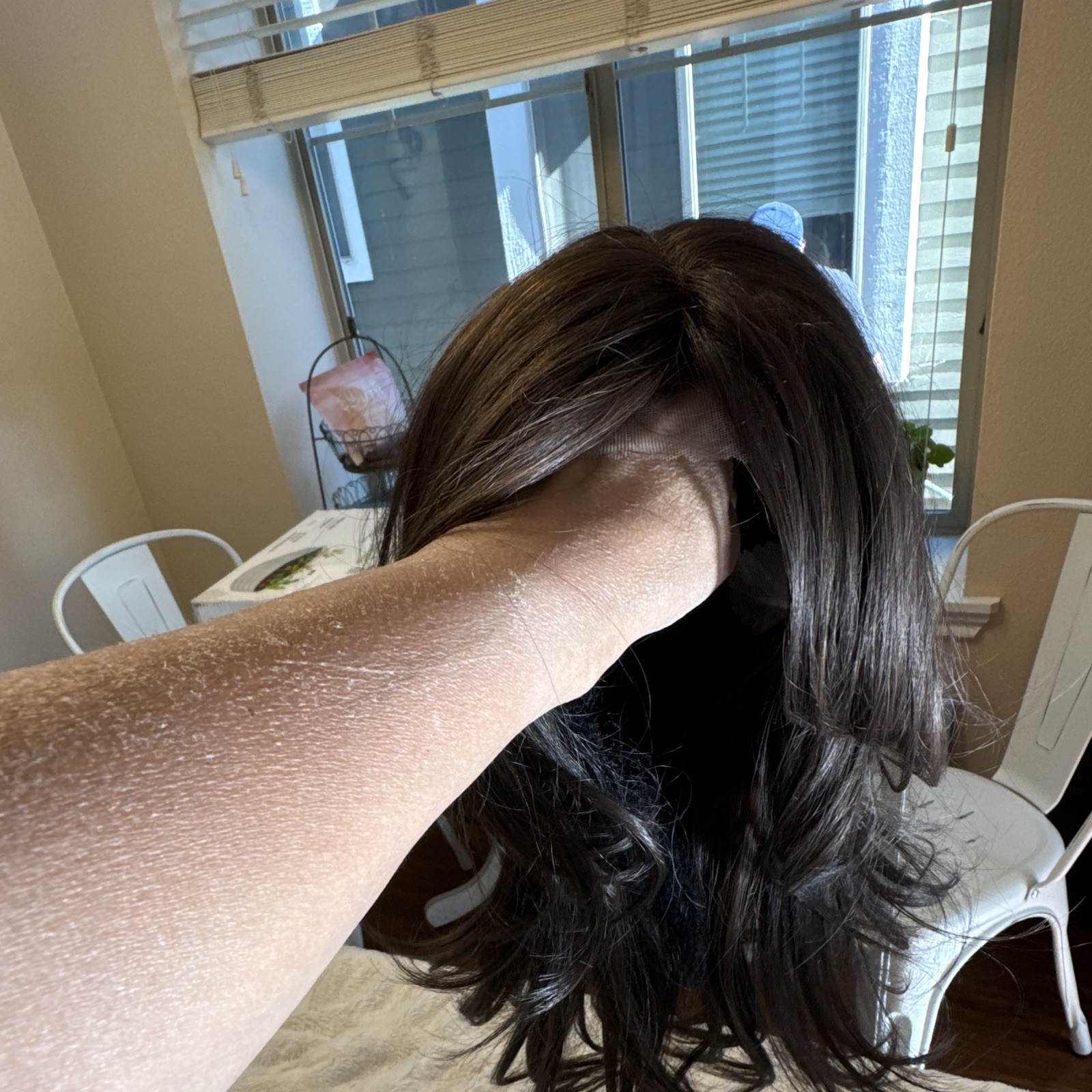 Synthetic Lace Front Wig Dark Brown Wavy Layered w/ Adjustable Strap Women