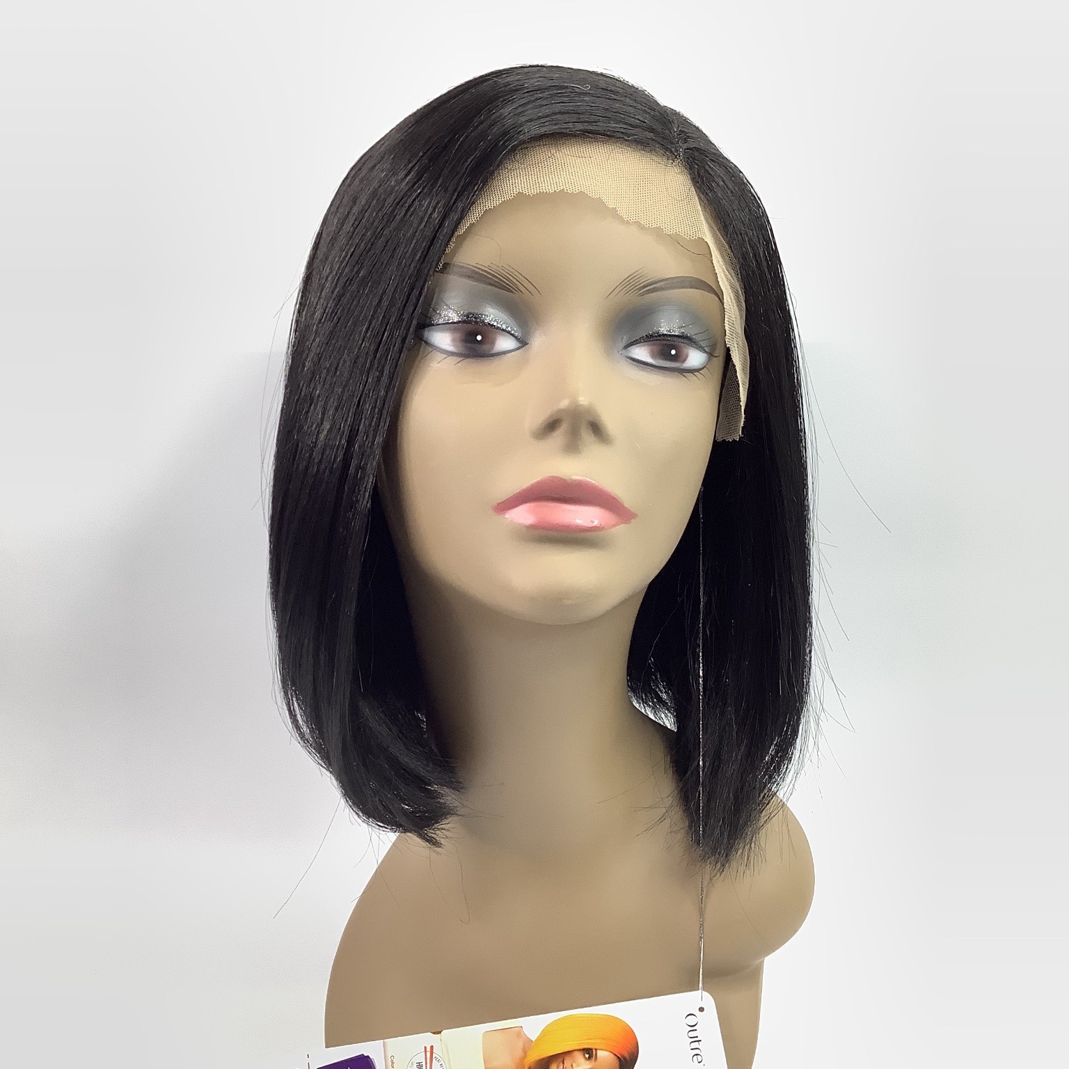 Outre COLOR BOMB KIELY Lace Front Wig 1B Black Short Bob Straight Heat Safe