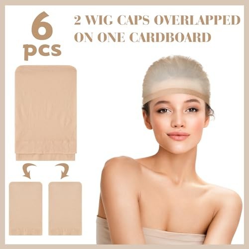 PLULON 6 Pack Wig Cap Mesh Stocking Wig Caps Ultra Thin Hair Net Liner