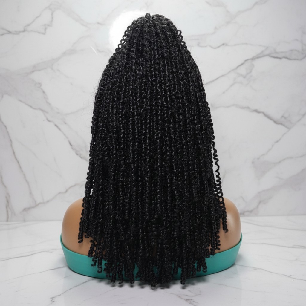 Braided Wig. Two Braids Feeds into Deep Waves. Full Lace with baby hair