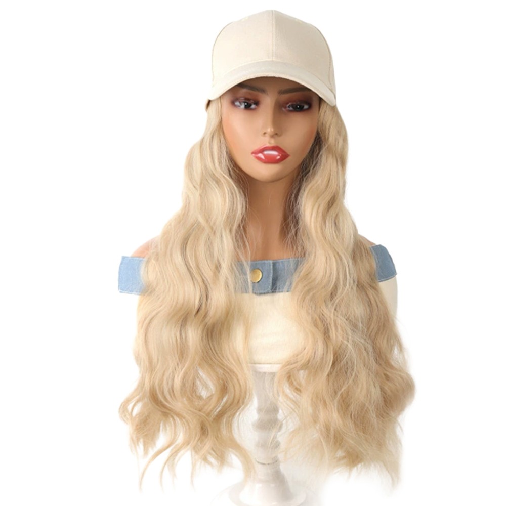 Synthetic Hair Water Wave Wig Fashionable One Piece Long Length Baseball Hat