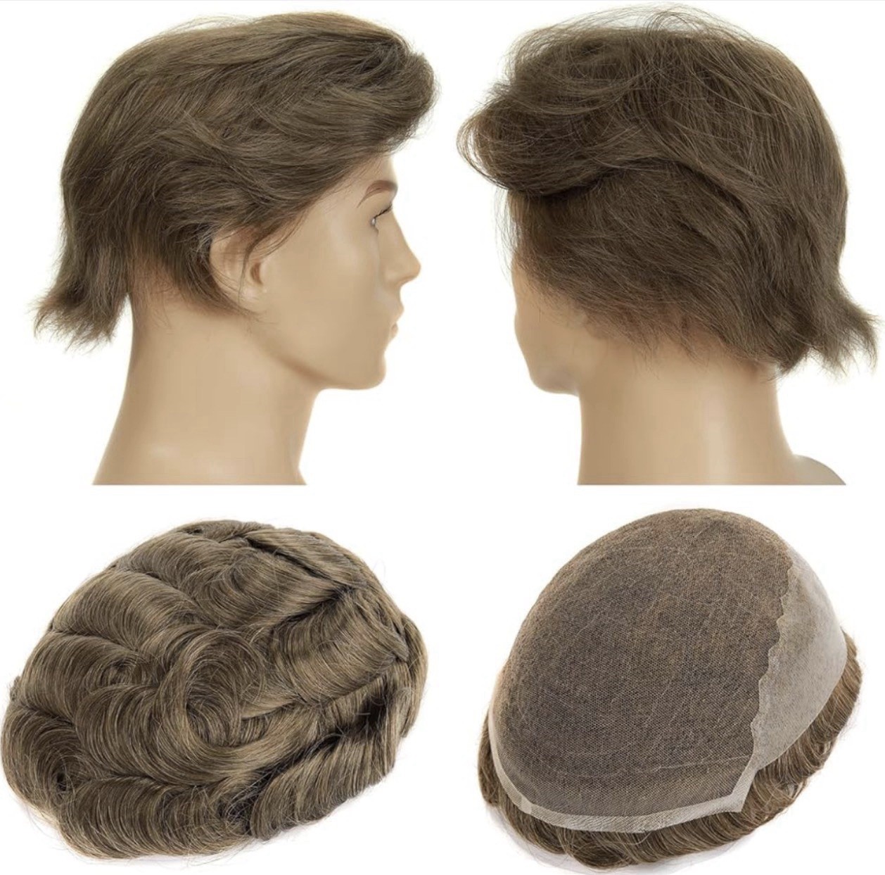 Swiss Lace Front with Thin Skin Back & Side Toupee Hair for Men