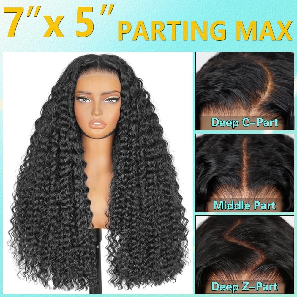 26 Inch 200% Density Deep Wave Glueless Lace Front Wig – Pre Plucked Curly Hair