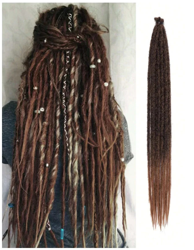 Hippie Style Single Ended Soft Synthetic Dreadlock Hair Extensions for Women
