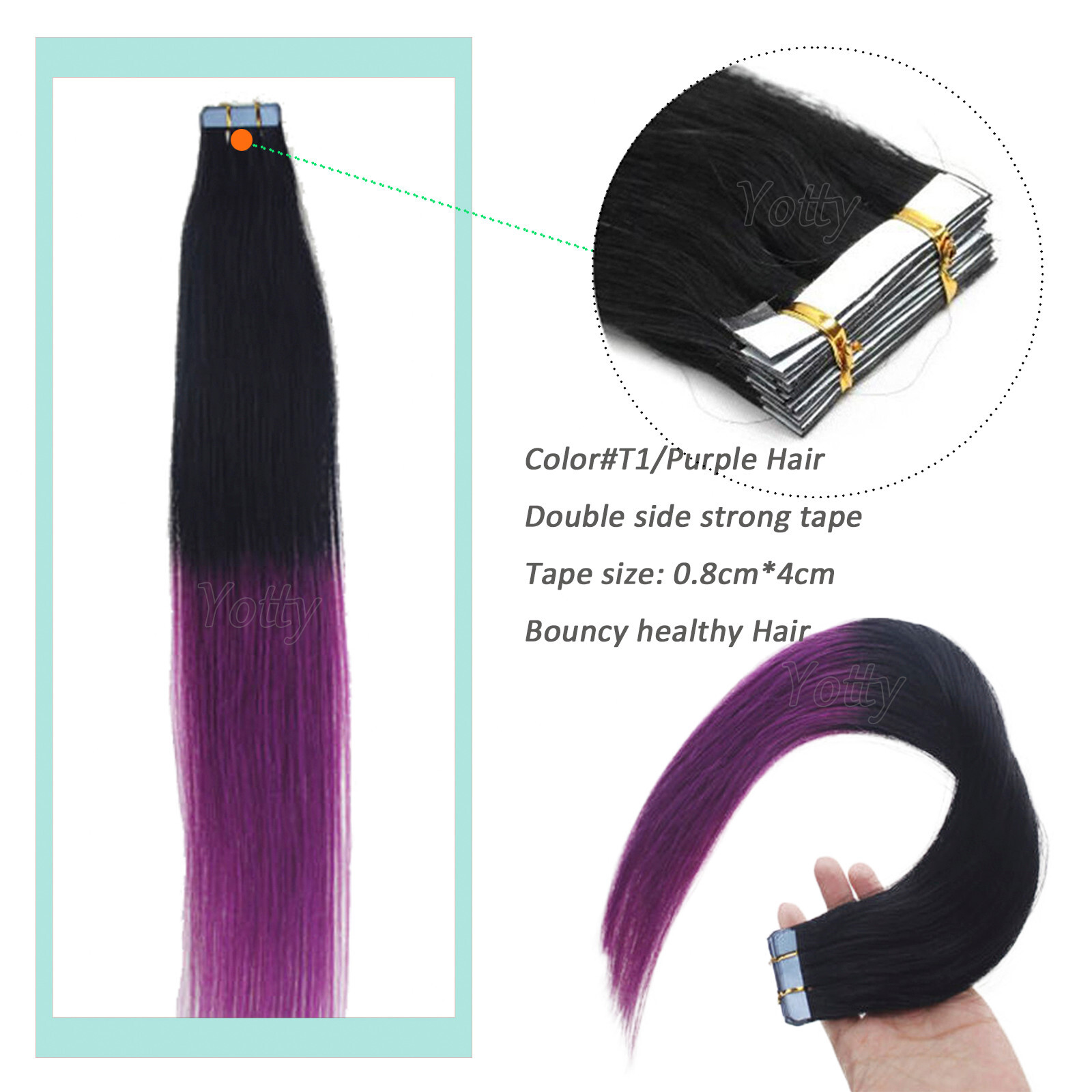 Tape in Real Human Hair Extensions Thick Invisible Skin Wefts Remy Russian Hair