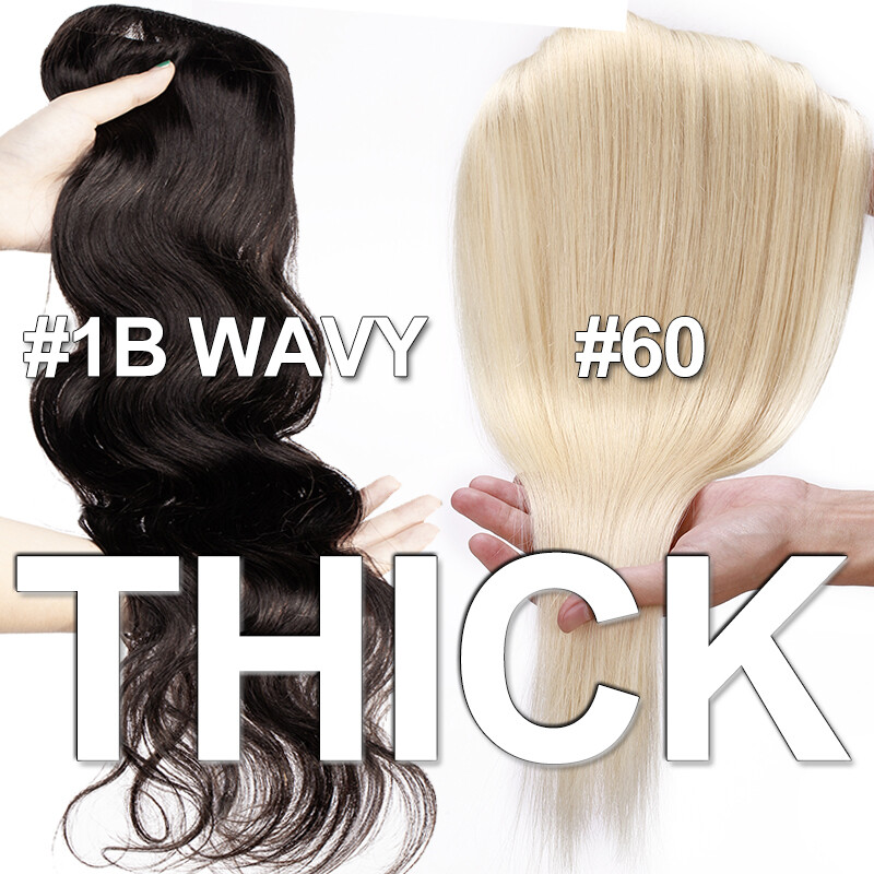 Thick 100% Real Remy Human Hair Extensions Clip In One Piece Half Head 8”-24”