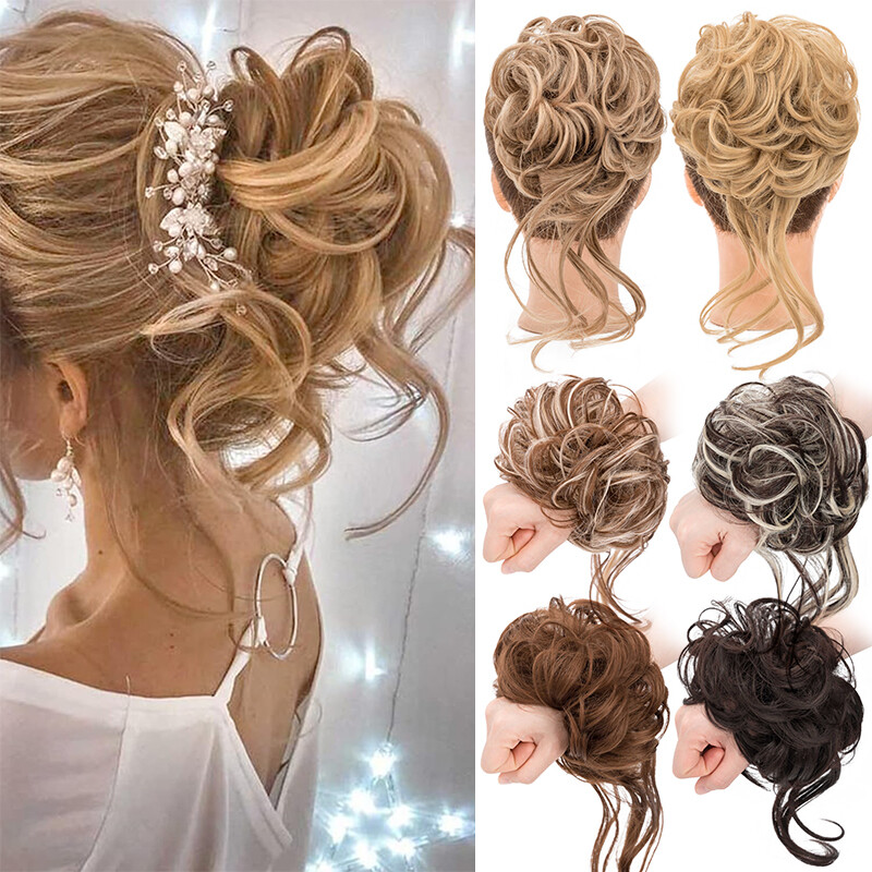 Long Thick Real as Human Messy Bun Hair Piece Scrunchie Updo Wrap Hair Extension