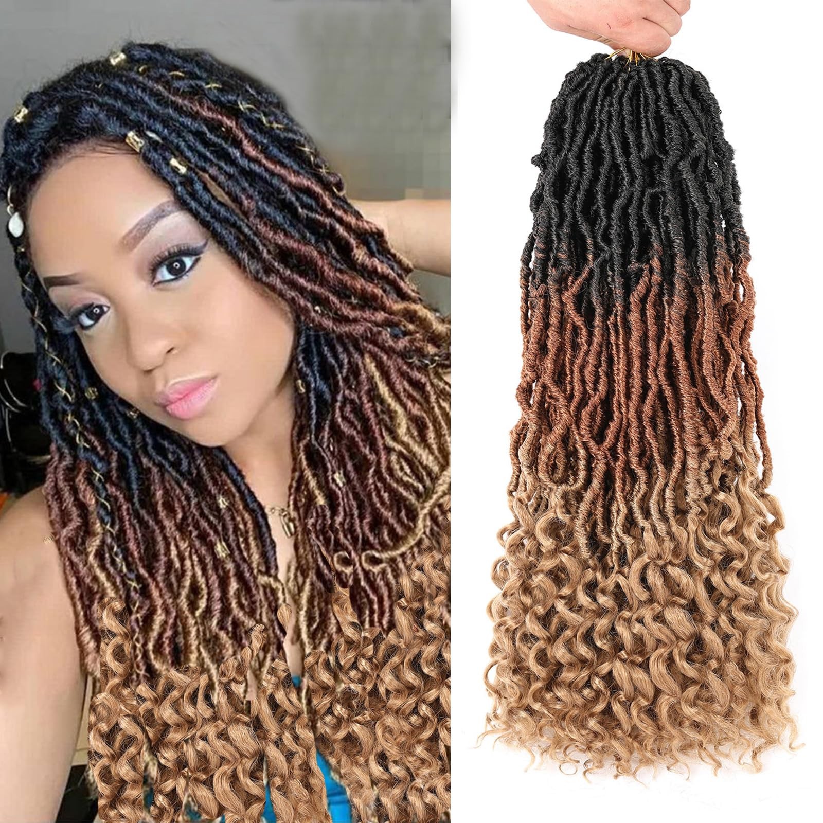 14 Inch Ombre Color Goddess Faux Locs Crochet Hair 1B3027# Crochet Soft Locs …