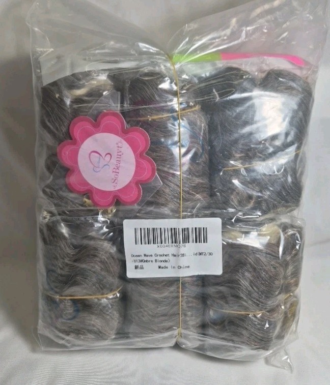 6 Pack Ocean Wave Brading Synthetic Crochet Hair Ombre Blonde 28″L Multiples!