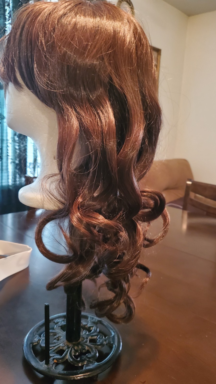Long Wavy Synthetic Hair Heat Resistant Choc Brown Wig With Bangs