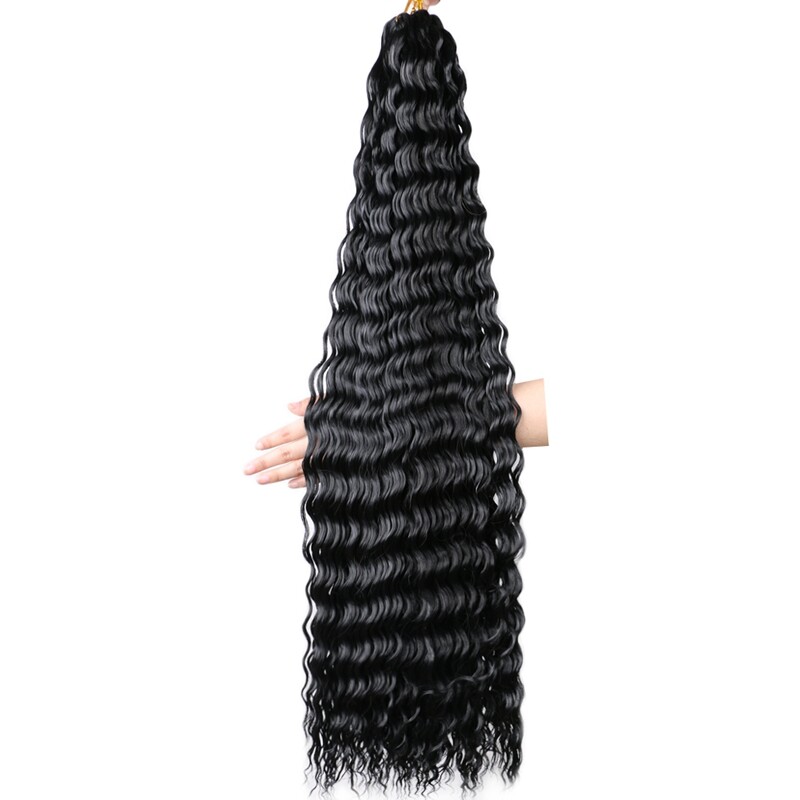 32″ Long Deep Wave Crochet Hair Curly Water Wave Boho Braiding Hair Extensions