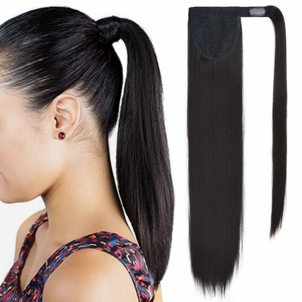 Seikea 22″ Clip-In Ponytail Wrap Around Straight Hair Black Brown