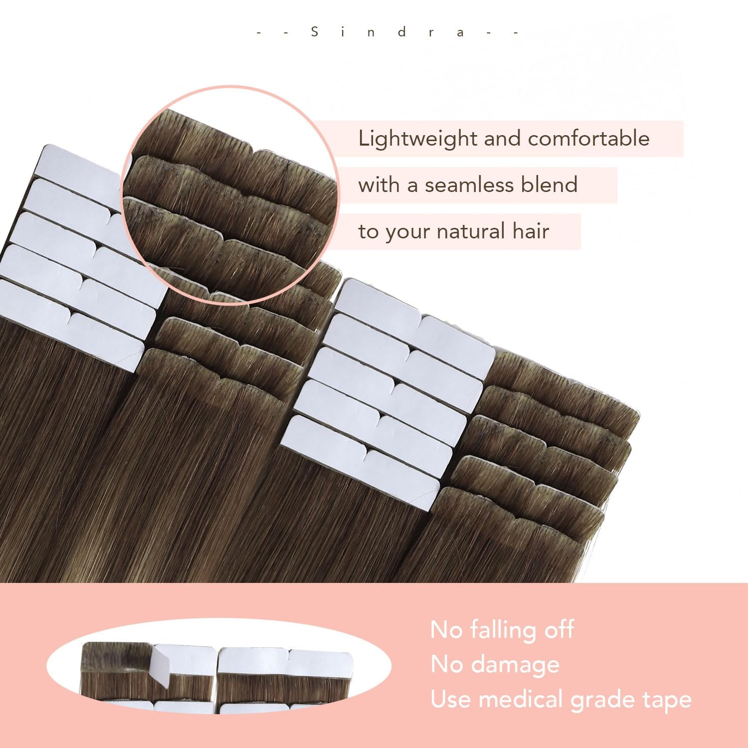 Invisi Edge Tape in Human Hair Extensions 14 Inch 40g 20pcs Medium Brown #4