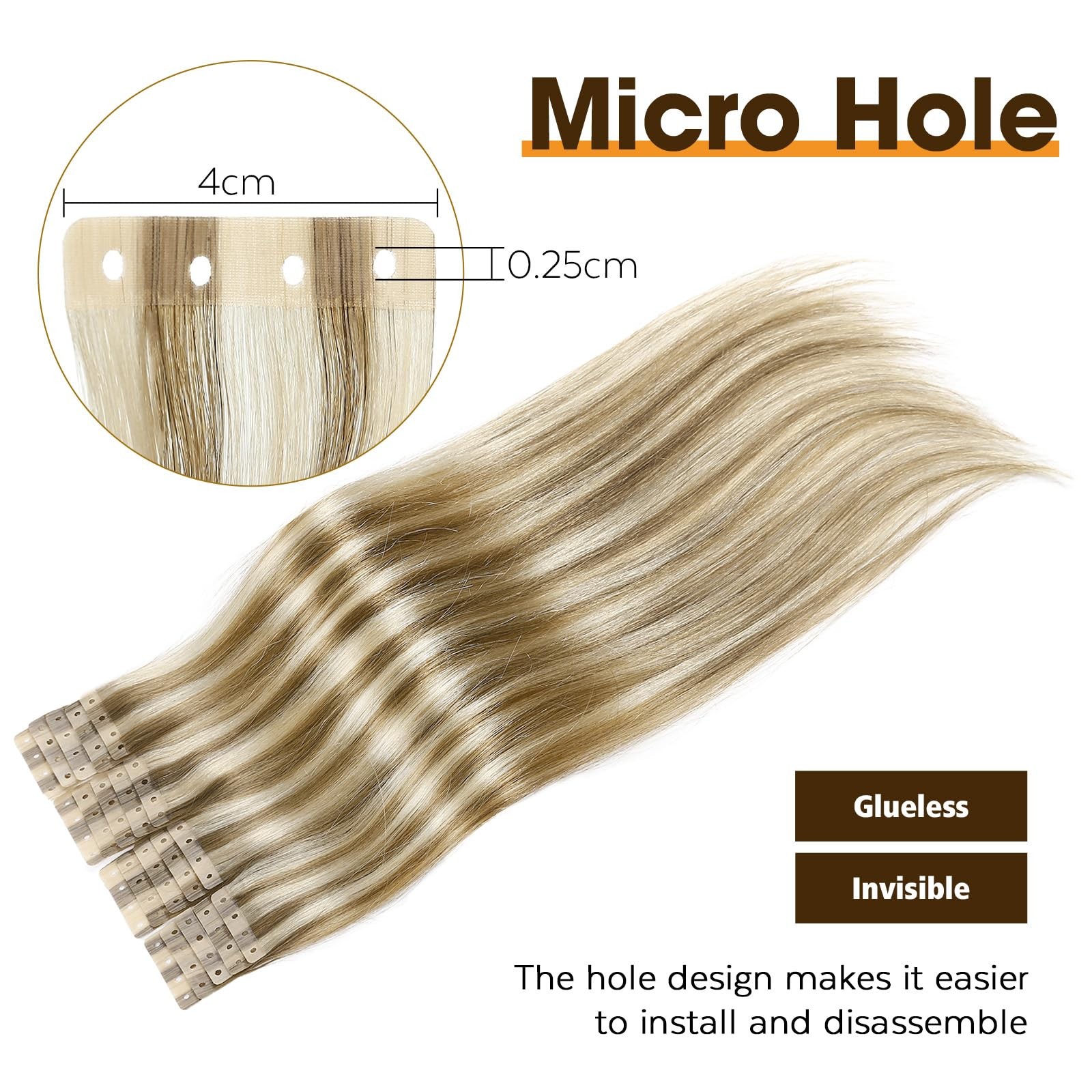 Mixed Blonde Hair Extensions Real Human Hair 18 Inch 20PCS Remy Hair Extensio…