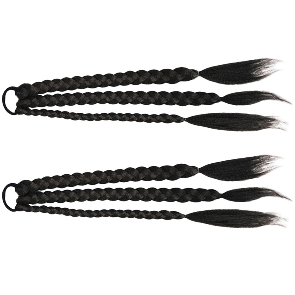 2pcs Long Ponytail Braided Hair Extension with Hair Tie Synthetic Ponytail Wig
