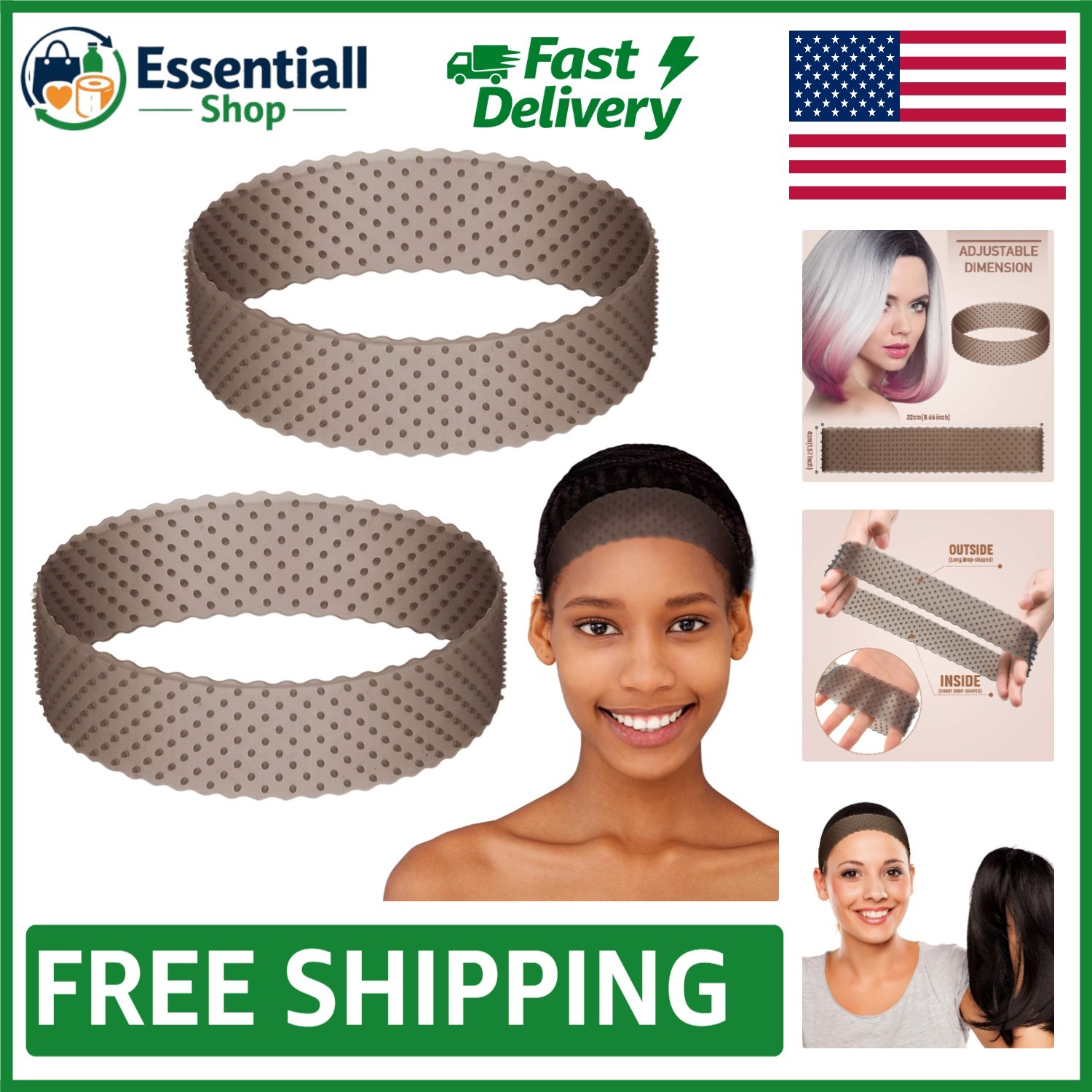 Double-Sided Silicone Wig Grip Bands – 2 Count for Ultimate Hold and Comfort