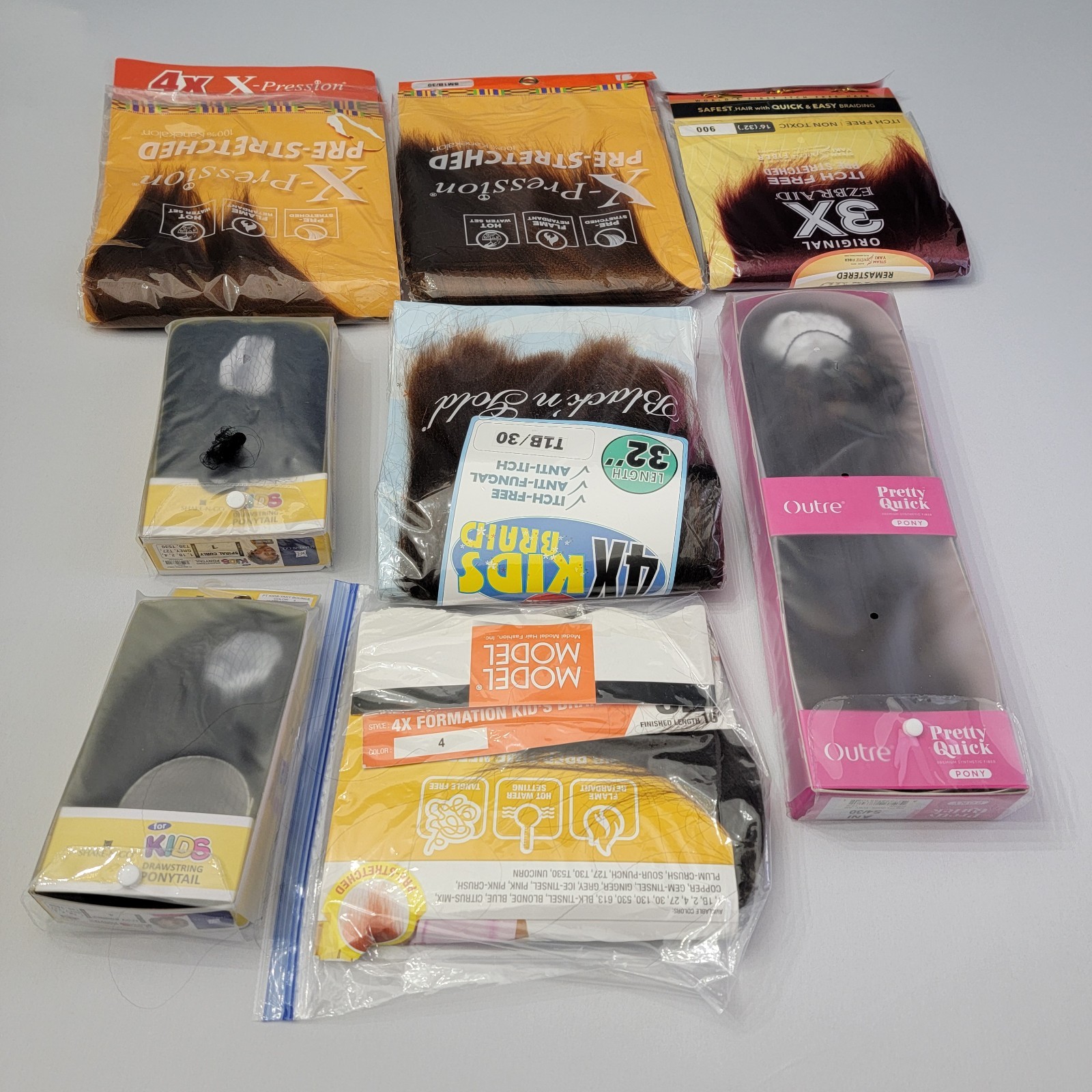 Braiding Hair Lot Ponytails Bulk Bundle Mixed Colors Red Brown Black Mostly New