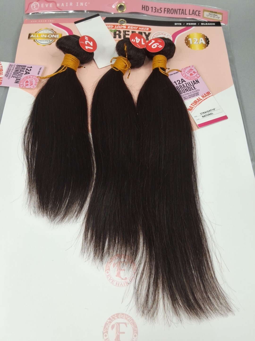 12″ 14″ 16″ Straight Bundles And HD Frontal Unprocessed Human Hair Natural Black