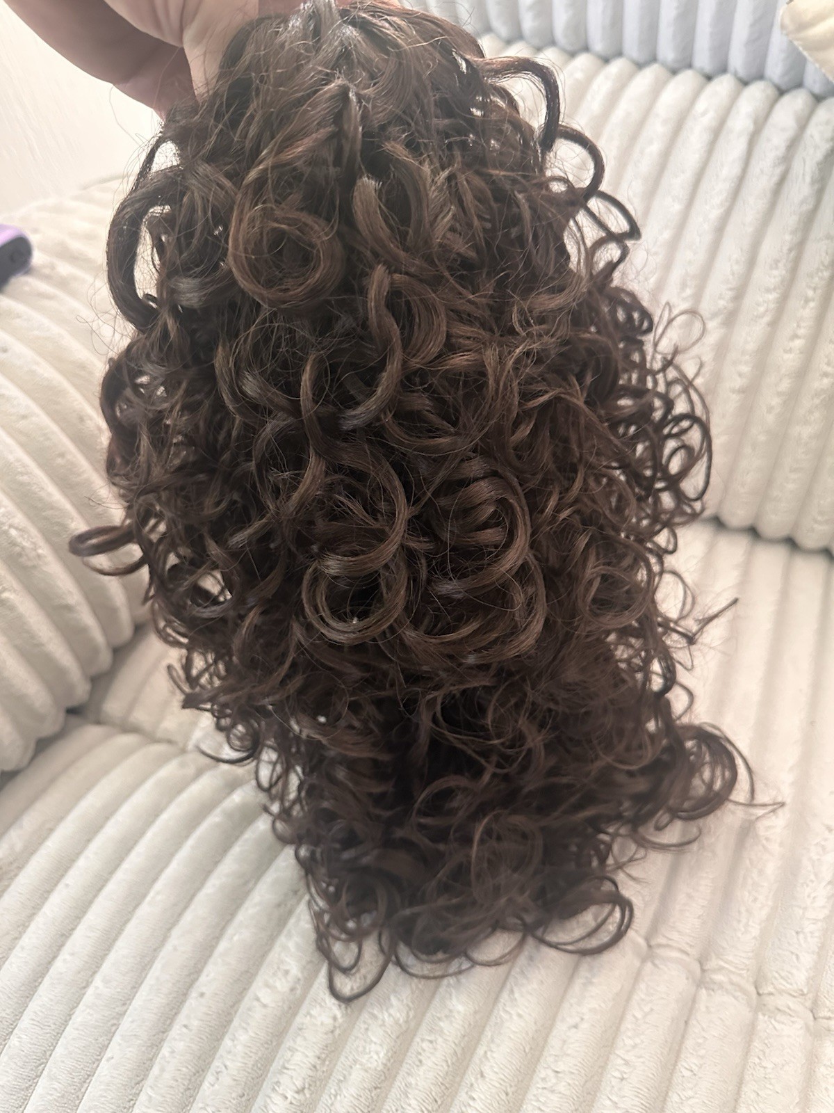 Ponytail Extension Claw Clip Hair Piece 16 Inch Curly Dark Brown