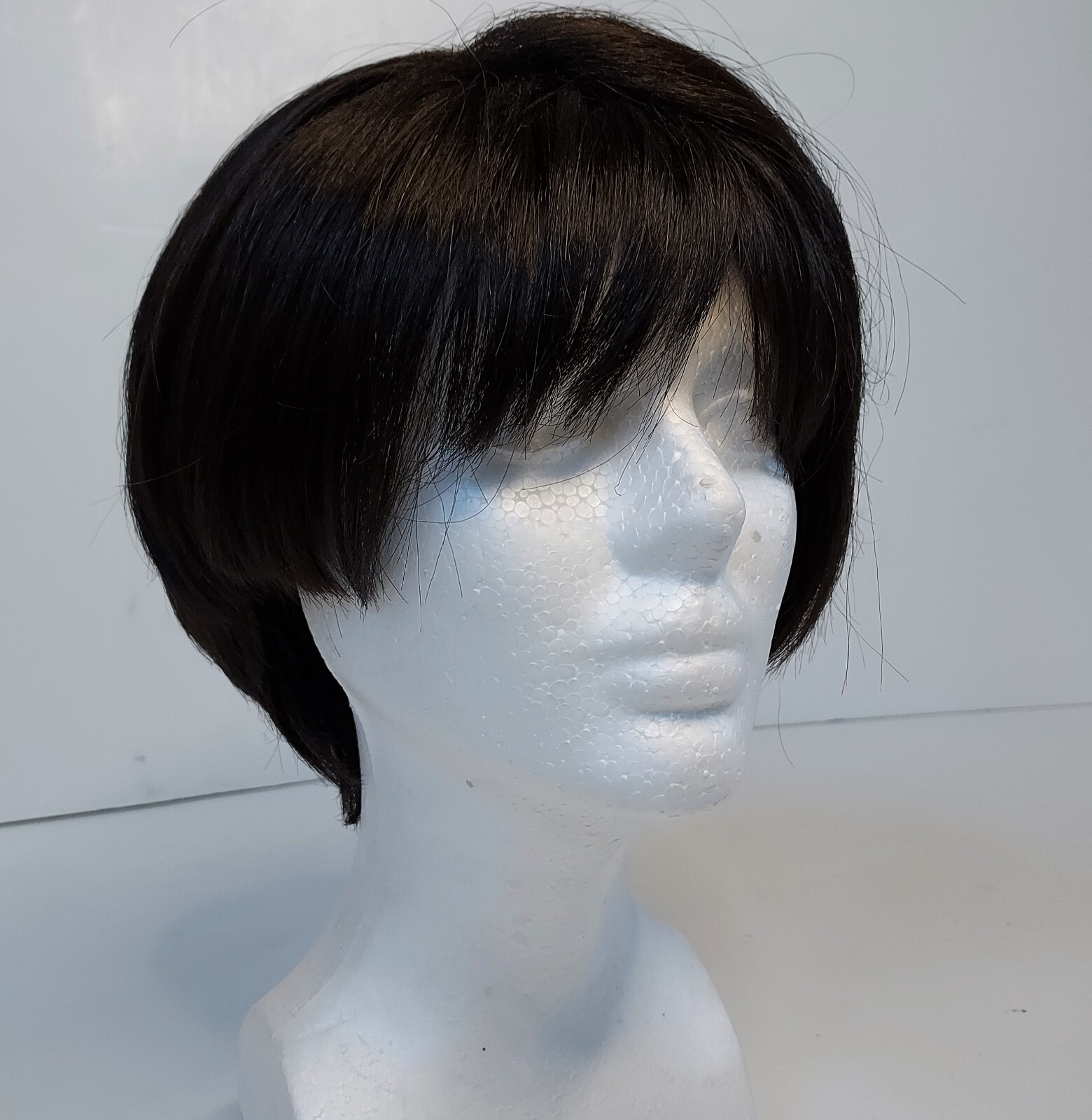 Wig Tapered Stacked Bob Dark Brown Chin Length Personal Fit Cap Magic Touch