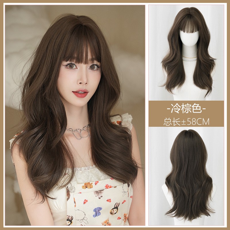 Japanese Korean Style Long Curly Wig Heat Resistant Synthetic Full Head