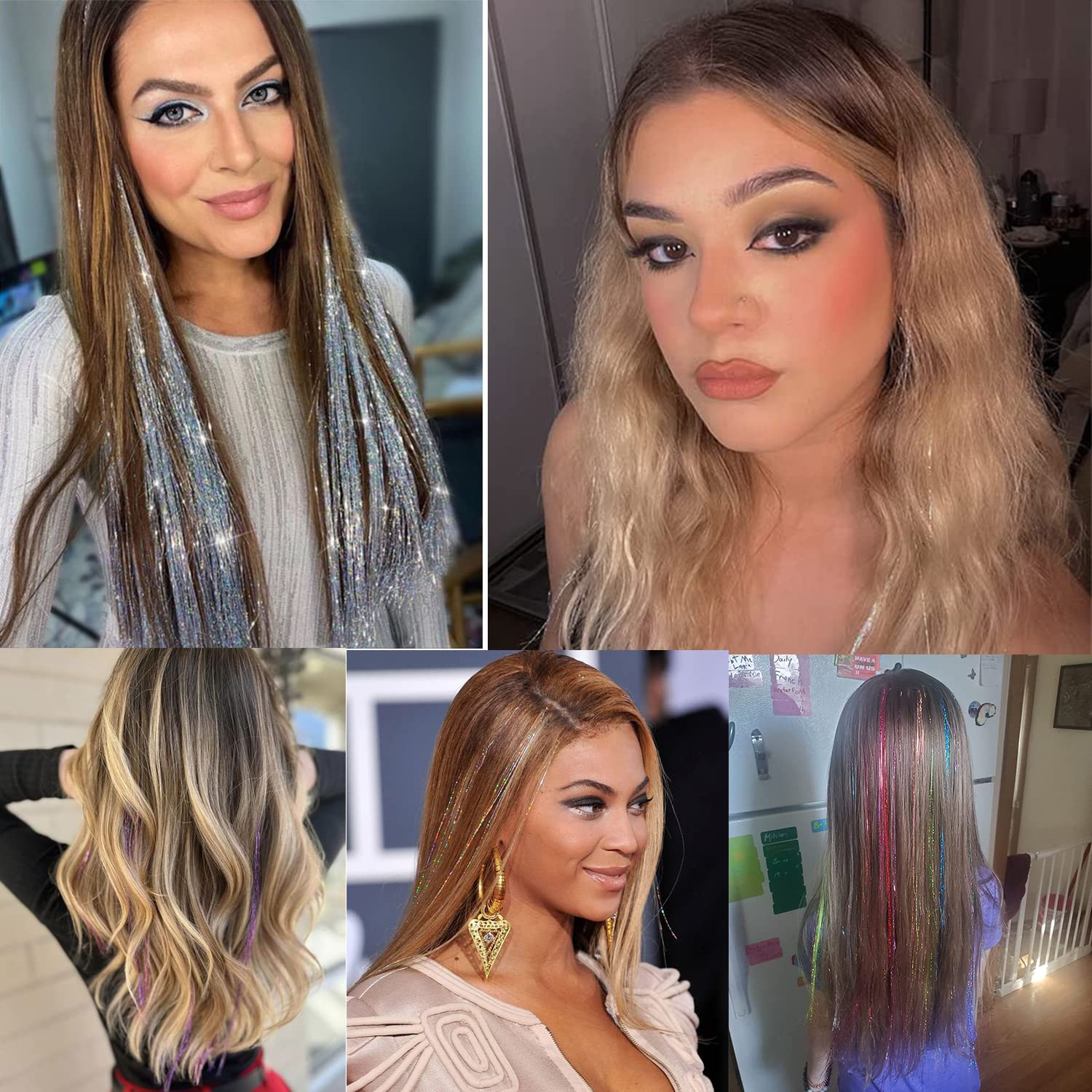 16 Colors Hair Tinsel Kit – 3200 Strands Glitter Extensions for All Ages