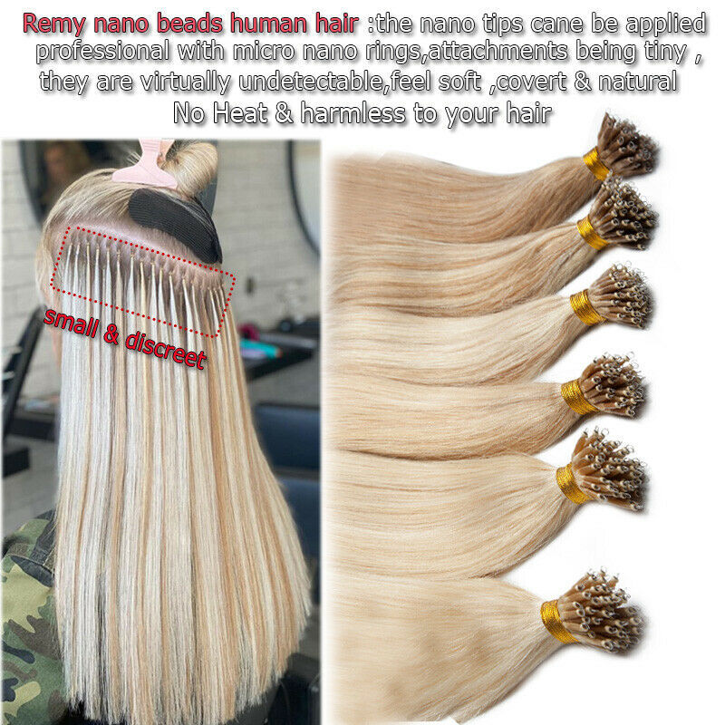 Nano Ring Tip Hair Extensions Micro Beads Link Remy Human Hair Balayage Thick 1g