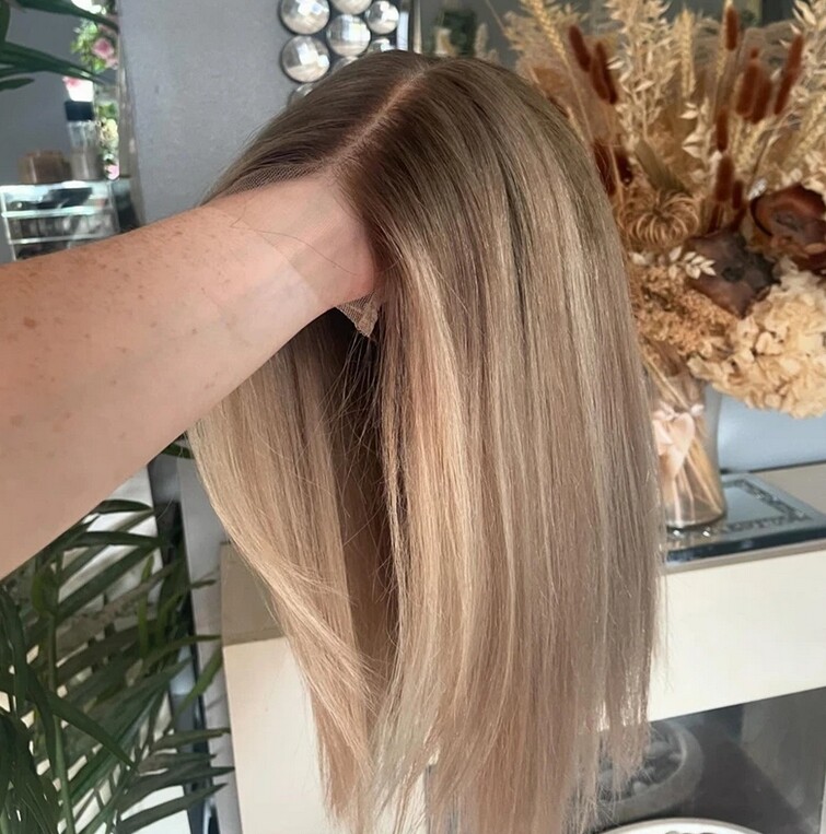 Brown Blonde Ombre Human Hair 13×4 Lace Front Wig 130% Small Cap