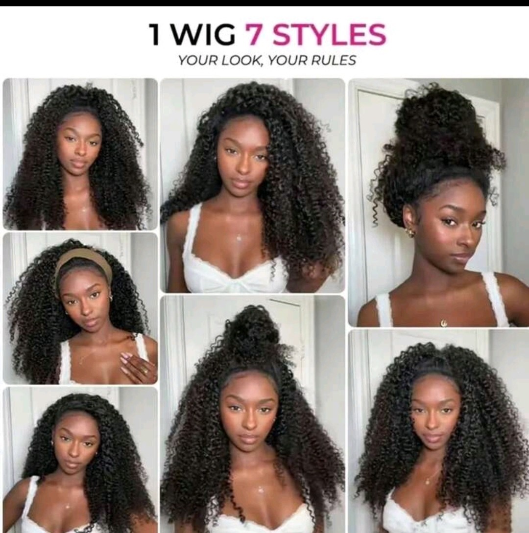 3 In 1 Kinky Curly Half Wig Human Hair Wear Go Glueless Wigs Human Hair 180 18in