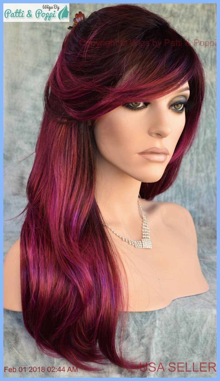 Angelica PM by Noriko Wigs (partial mono) PLUMBERRY JAM Long Sexy AUTHENTIC