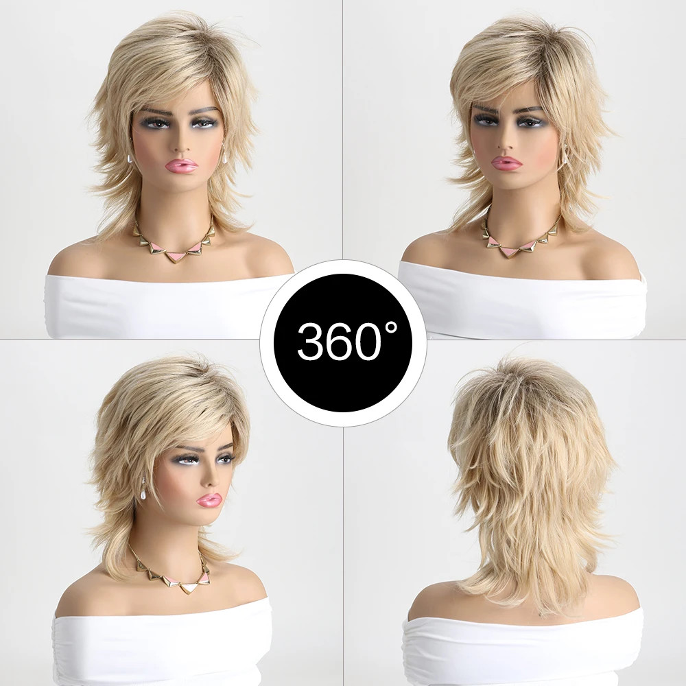 Wavy Layered 12 In Mid Length Women Natural Daily Shag Caples Synthetic Hair Wig